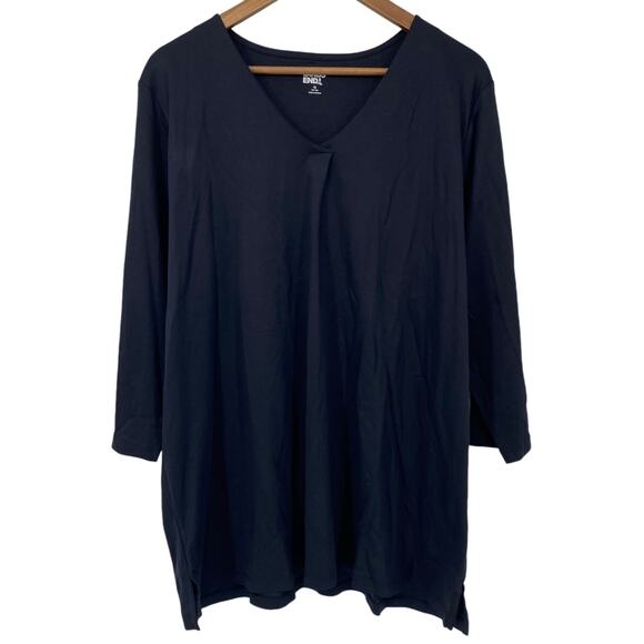 LANDS' END NWOT Black V Neck Lightweight Tunic Shirt Top 1X Oversized Relaxed - Picture 1 of 4